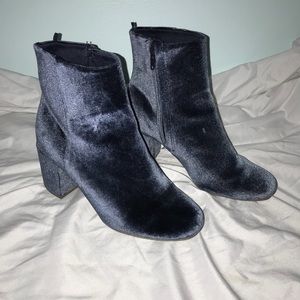Blue Velvet Heeled Booties